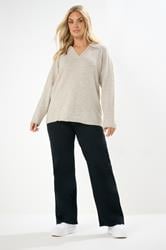 YOURS Plus Size Natural Brown Collared Knitted Jumper | Yours Clothing 4