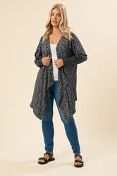 YOURS Plus Size Grey Ribbed Faux Leather Sleeve Cardigan | Yours Clothing 2