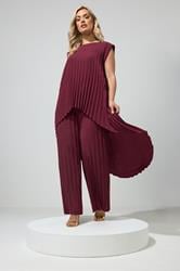 YOURS LONDON Plus Size Purple Pleated Set | Yours Clothing 3