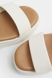 White Faux Leather Padded Wedge Sandals In Extra Wide EEE Fit | Yours Clothing 5