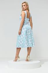 YOURS LONDON Plus Size Light Blue Floral Skater Dress | Yours Clothing 2