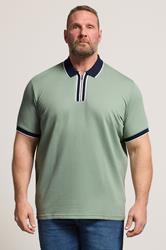 BadRhino Big & Tall Green Texture Zip Polo Shirt | BadRhino 3