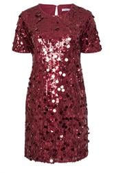 YOURS LONDON Curve Burgundy Red Sequin T-Shirt Dress