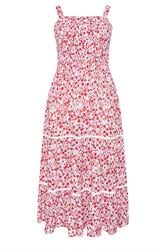 YOURS Curve Pink Shirred Floral Placket Dress