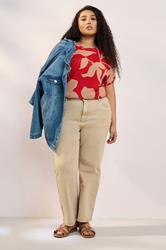 YOURS Plus Size Red Abstract Floral Print Textured Top | Yours Clothing 2
