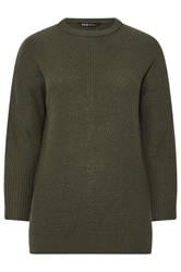 YOURS Curve Khaki Green Essential Knitted Jumper
