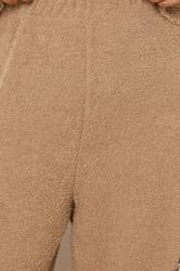 YOURS Plus Size Camel Brown Chenille Wide Leg Trousers | Yours Clothing 4