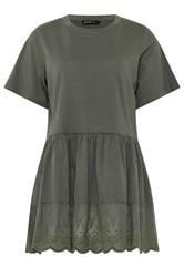 YOURS Curve Green Tiered Peplum Top