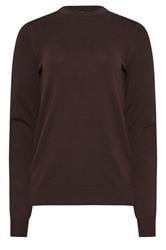 LTS Tall Dark Brown Knitted Crew Neck Jumper