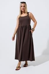 LIMITED COLLECTION Plus Size Chocolate Brown Maxi Dress | Yours Clothing 1