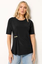 LTS Tall Black Metal Detail Oversized T-Shirt | Long Tall Sally 3