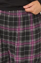 YOURS Plus Size Black Check Wide Leg Pyjama Bottoms | Yours Clothing 5