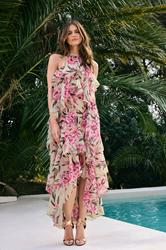 STAR Pink Floral Chiffon Tiered Frill Dress | StarByJM 1