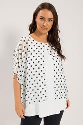 YOURS Plus Size White Polka Dot Double Layer Top | Yours Clothing 3