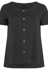 YOURS Curve Black Crinkle T-Shirt