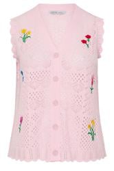 LIMITED COLLECTION Plus Size Pink Floral Knitted Waistcoat | Yours Clothing 5
