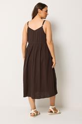YOURS Plus Size Chocolate Brown Cheesecloth Sundress | Yours Clothing 2
