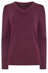 M&Co Berry Purple Long Sleeve V-Neck Jumper