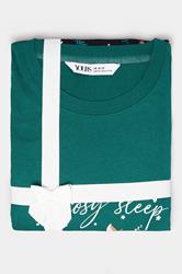 YOURS Plus Size Set Green 'Cosy Sleep Club' Woodland Pyjama Gift | Yours Clothing 6