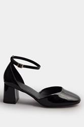 Black Patent Block Mary Jane Heels In Extra Wide EEE Fit | Yours Clothing 2