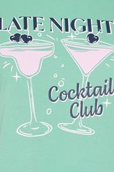 YOURSET 2 PACK Plus Size Green Cocktail Print Sleep Tee Nightdresses | Yours Clothing 11