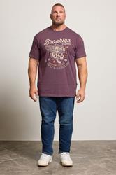 KAM Big & Tall Fig Purple Brooklyn Motorbike Graphic Print T-Shirt | BadRhino 1