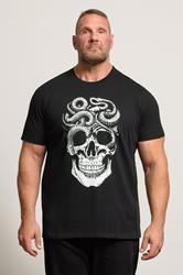 BadRhino Big & Tall Black Skull & Snake Print Graphic T-Shirt 3