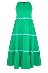 YOURS Curve Green Swirl Trim Tiered Maxi Dress