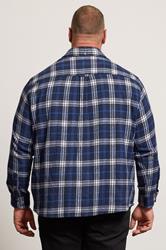 BadRhino Big & Tall White & Navy Blue Brushed Checked Shirt | BadRhino 2