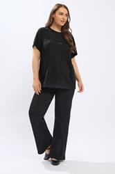 YOURS Plus Size Black Diamante Embellished T-Shirt | Yours Clothing 1