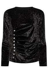 STAR Black Velvet Button Detail Top