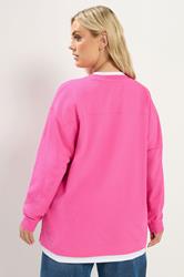 YOURS Plus Size Pink Crew-Neck Jumper | Yours Clothing 2