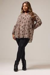 YOURS Plus Size Mauve Purple Floral Pleated Blouse | Yours Clothing 2