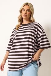YOURS Plus Size Chocolate Brown & Pink Boxy T-Shirt | Yours Clothing 3