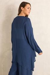 EVANS Plus Size Navy Blue Longline Cover-Up Cardigan | Evans 2