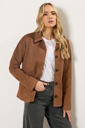 LTS Tall Women's Natural Brown Faux Suede Trucker Jacket | Long Tall Sally 3