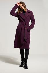 LTS Tall Burgundy Red Formal Wrap Belted Midi Coat | Long Tall Sally 3