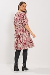 YOURS Plus Size Red Abstract Tie Neck Dress | Yours Clothing 2