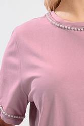 YOURS Plus Size Pink Pearl Trim T-Shirt | Yours Clothing 4