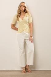 LTS Tall Yellow Pointelle Knit Wrap Top | Long Tall Sally 3