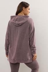 YOURS Plus Size Burgundy Red Acid Wash Hoodie | Yours Clothing 2