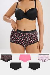 YOURSET 5 PACK Plus Size Black Heart Print Shorts | Yours Clothing 1