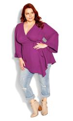 Evans Purple Asymmetric Wrap Top 4