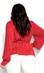 Evans Red Long Sleeve Wrap Top 2
