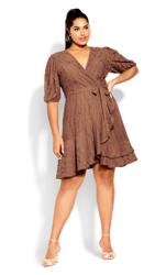 Evans Brown Lace Wrap Dress 1