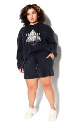 Evans Black Acid Wash 'Fearless Femme' Slogan Hoodie 3