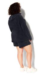 Evans Black Acid Wash 'Fearless Femme' Slogan Hoodie 4
