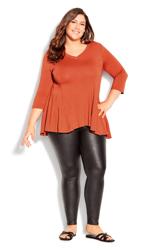 Evans Orange V Neck Swing Plain Top 3