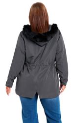 Faux Fur Grey Lightweight Coat | Evans 10