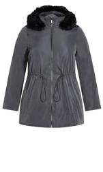 Faux Fur Grey Lightweight Coat | Evans 12